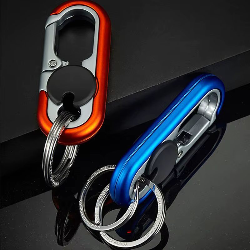 Double anneau porte-clés boucle mousqueton extérieur outil d'escalade