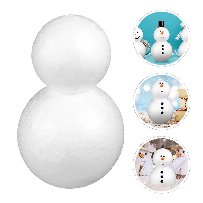 Nouveau design – 20 boules en polystyrène pour bonhomme de neige