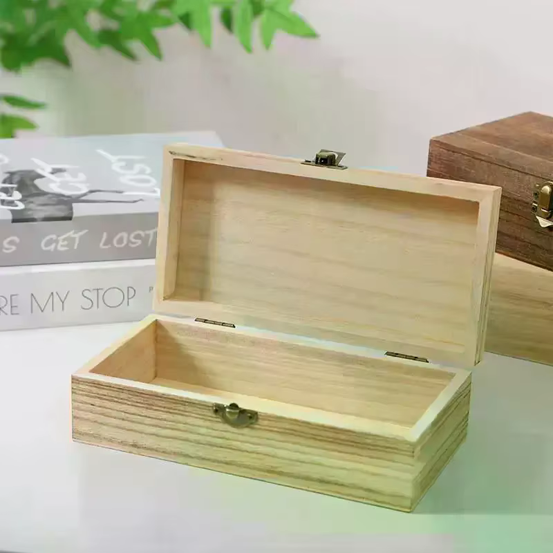 Boîte de rangement rectangulaire en bois