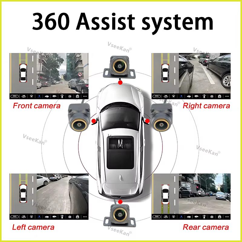 Caméra de voiture Android 3D AHD1080P 360° ° Caméras panoramiques 4 points avec boîtier de rétroviseur pour Land Rover