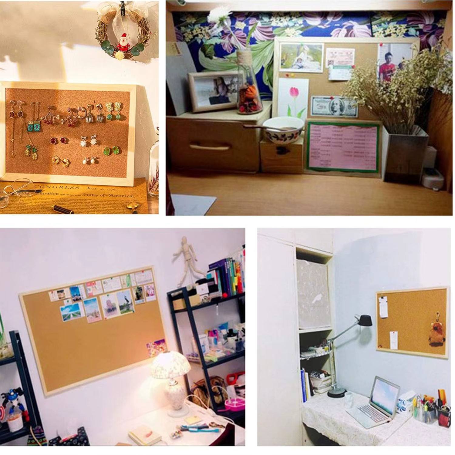 Panneau d'affichage de photos d'annonce de panneau de liège de cadre rétro, 12x16 pouces, affichage de menu de mémo d'école de chambre de bureau