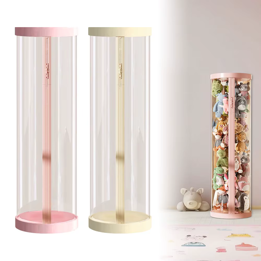 Boîte de rangement transparente pour poupées, tube de rangement pour jouets en peluche, organisateur de jouets pour enfants, bacs à fermeture éclair DIY, cadeau de Noël pour enfant