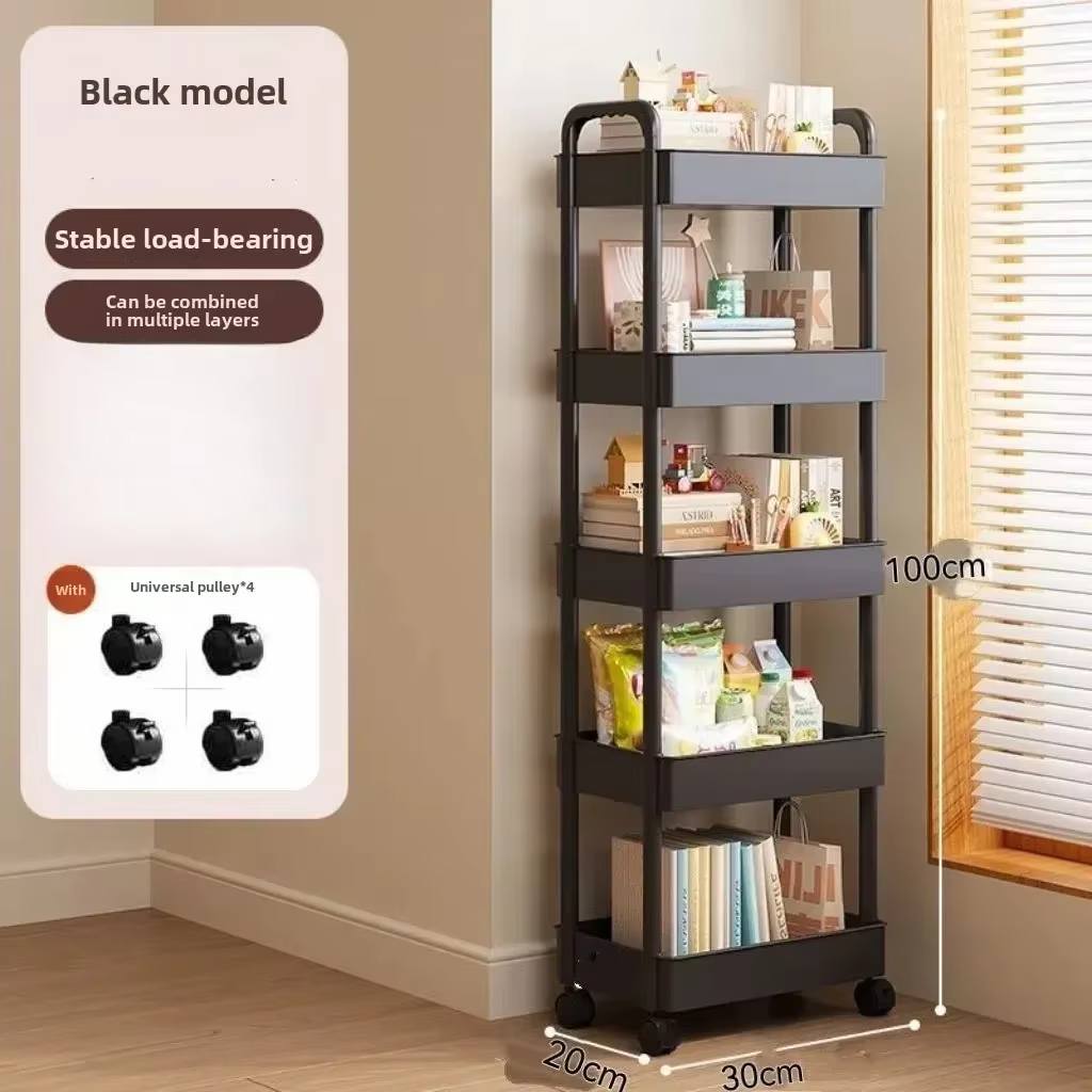 Chariot de rangement multifonctionnel blanc à roulettes : Étagères ouvertes pour espaces de vie, présentoir à livres, idéal pour la cuisine, la chambre à coucher, rangement et décoration