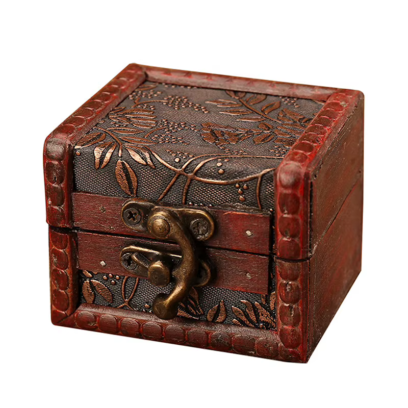 Boîte à bijoux en bois Vintage de Style chinois avec serrure