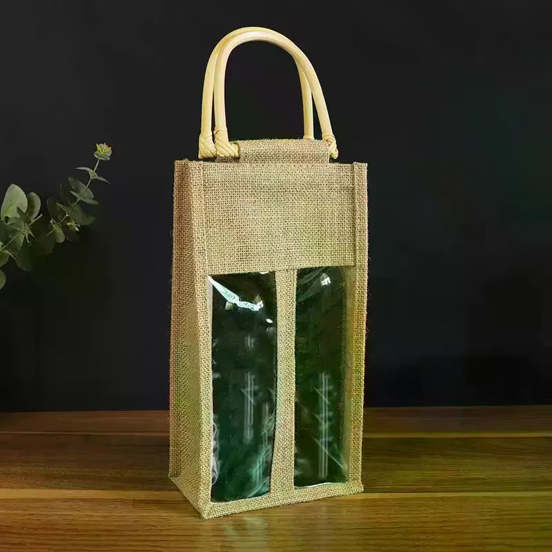 Sac à main pour vin rouge, boîte cadeau pour vin avec fenêtre et poignée, emballage pour bouteille simple/double, sacs pour champagne, cadeaux de mariage pour invités