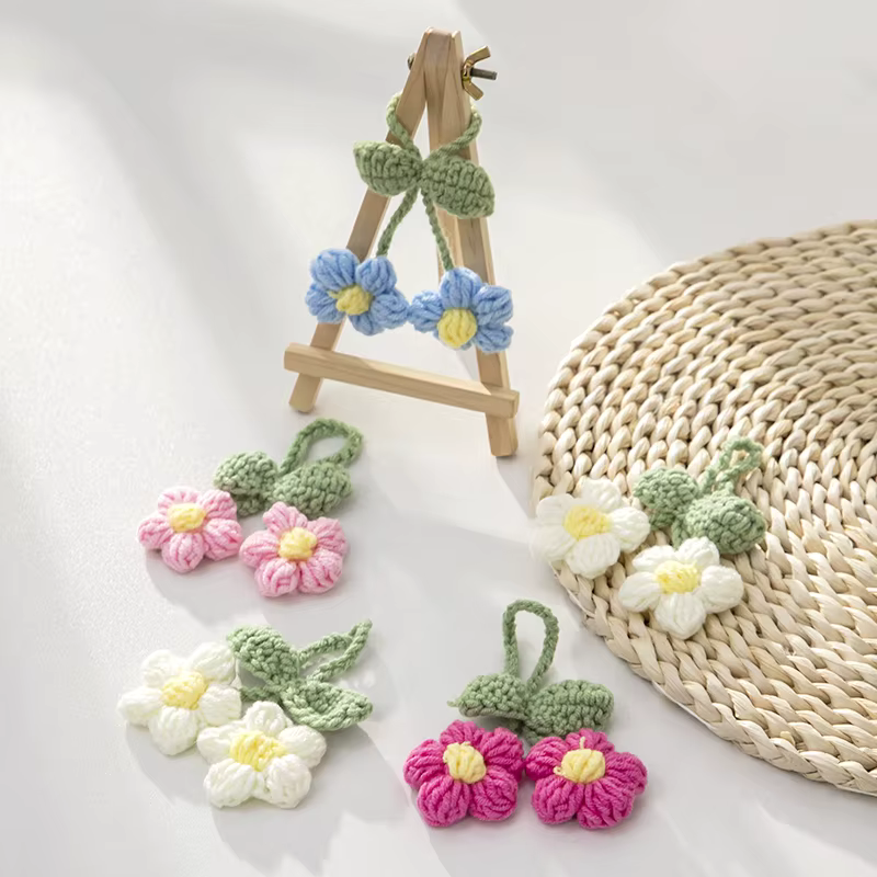 Crochet fleur porte-clés Lily orchidée pendentifs fini tricoté à la main fleur voiture décor sac pendentif suspendu accessoire Flores Crochet