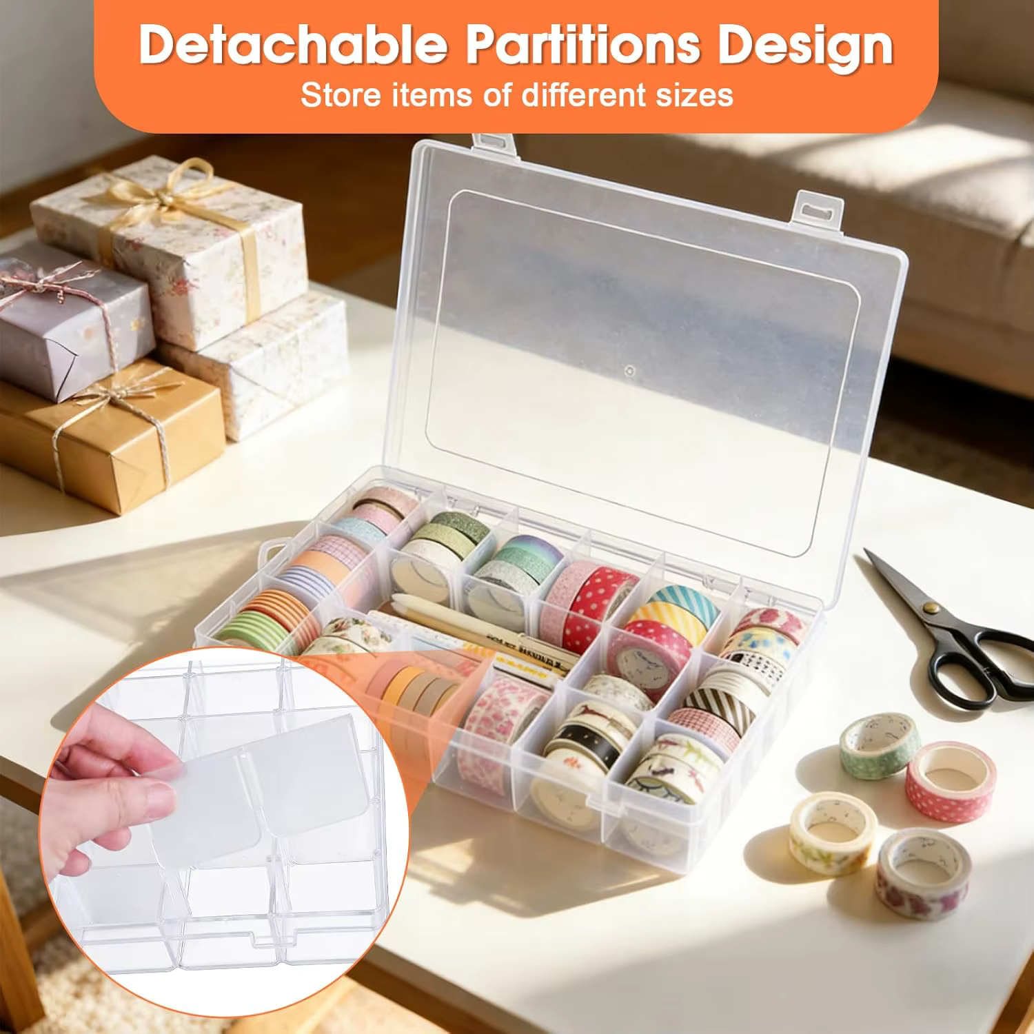Boîte de rangement en plastique transparent à 36 compartiments avec séparateurs amovibles – un organisateur portable conçu pour répondre aux besoins précis.