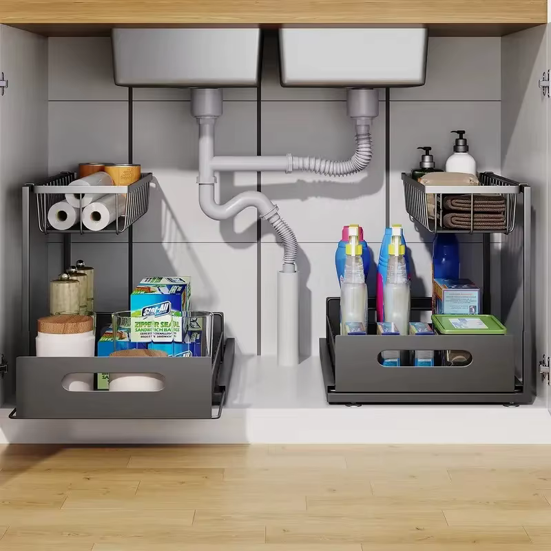Outil magique de rangement de cuisine! Panier extractible Double couche sous l'évier