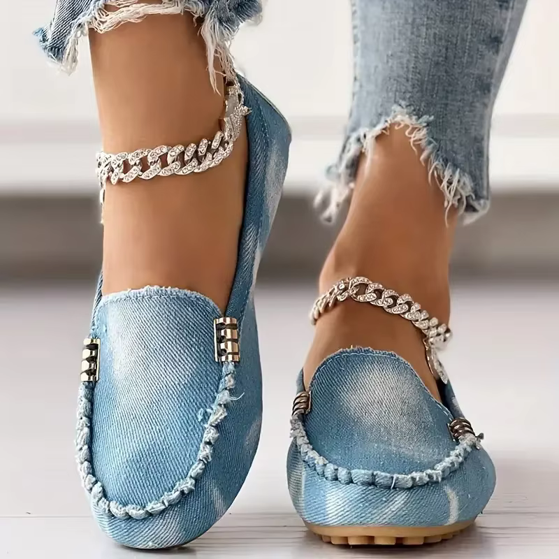 Femmes chaussures plates bout rond fond épais marche