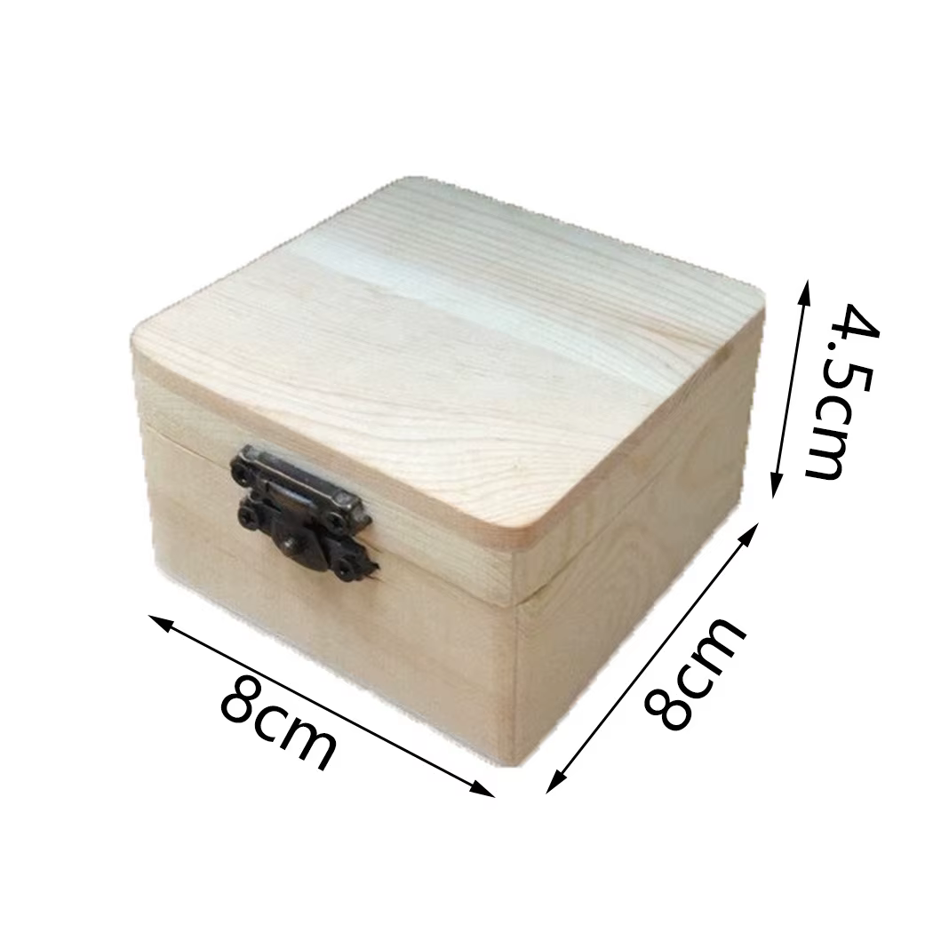 Boîte d'emballage en bois naturel uni 8x8x4