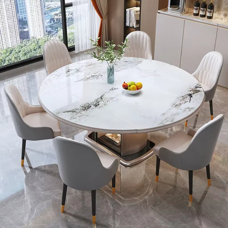 Table à manger ronde en marbre, meuble De luxe moderne pour salon, style nordique minimaliste, meubles De cuisine