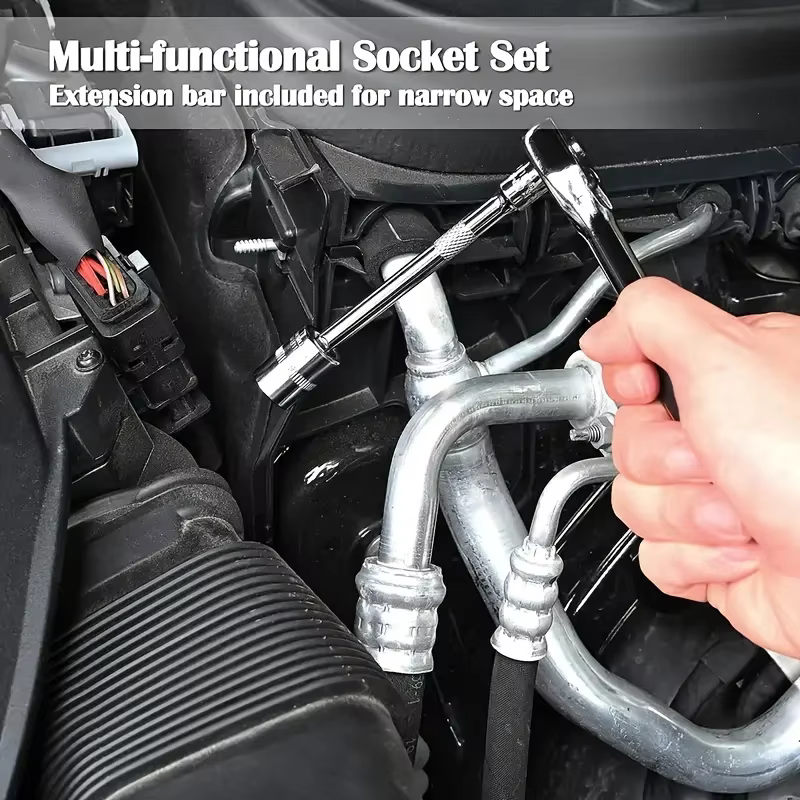 46 pièces outils familiaux 1/4 ensemble Kits d'outils mécaniques pour réparation automobile Hous avec douilles jeu