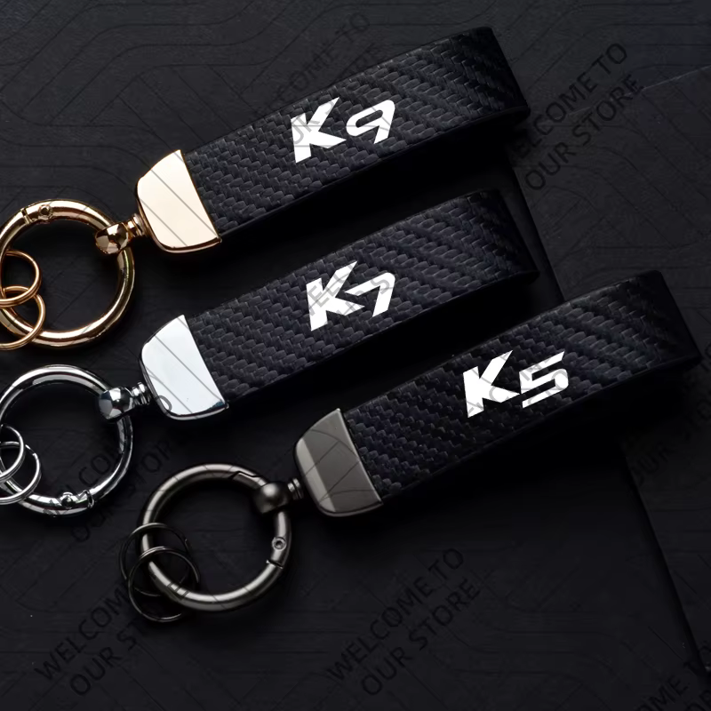 Nouvelle mode pour K5 K9 K7 GT ligne KIA Logo voiture en Fiber de carbone en cuir porte-clés en alliage de Zinc cadeau personnalisé avec porte-clés accessoires