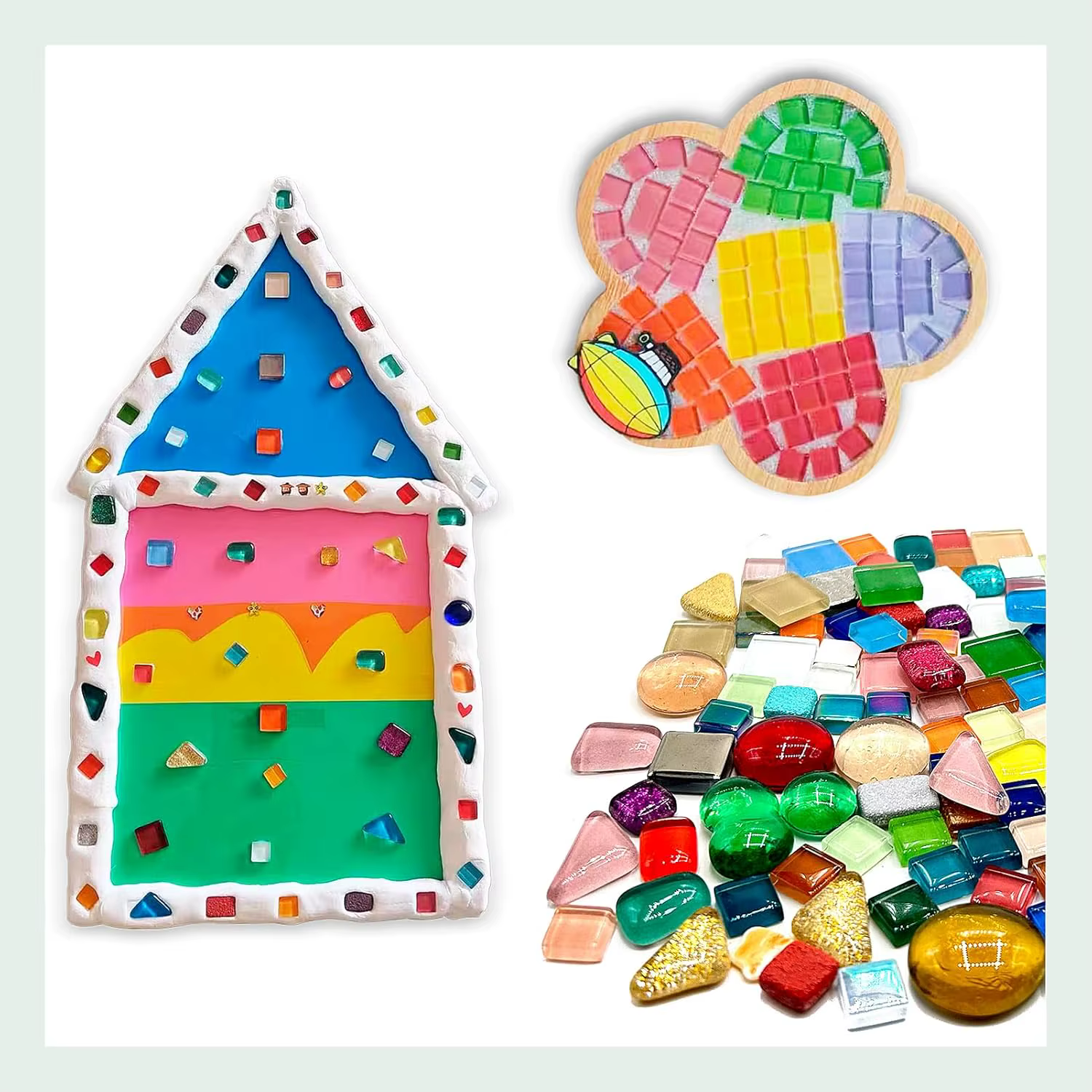 Petits carreaux de verre pour l'artisanat, mosaïque de cristal, couleurs assorties, pour bricolage, décoration artistique murale, sous-verres de bijoux, matériel d'art, 2oz/56G