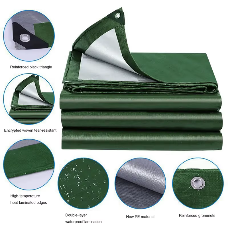 Bâche imperméable robuste verte et argentée