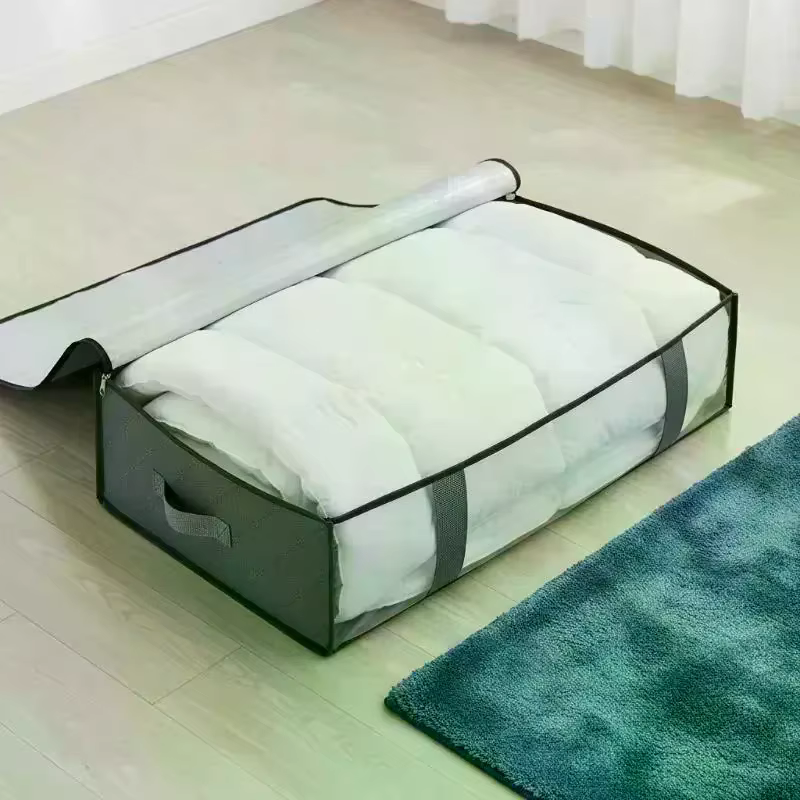 Lot de 4 conteneurs de rangement sous le lit, sacs de rangement pour couvertures, rangement pour chaussures et organisation, organisateur de literie gain de place pour chambre à coucher