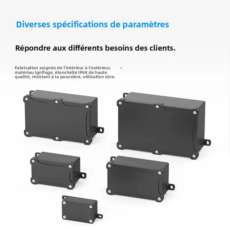 Boîtier de jonction extérieur en plastique noir IP68 étanche