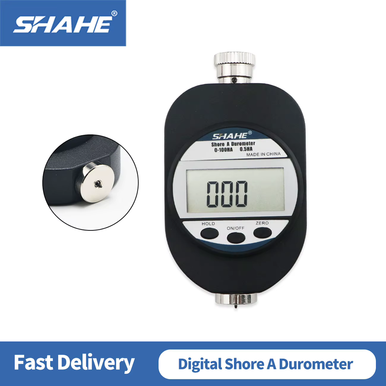 Duromètre numérique SHAHE Shore A 0~100HA avec écran LCD pour tester la dureté du caoutchouc des pneus