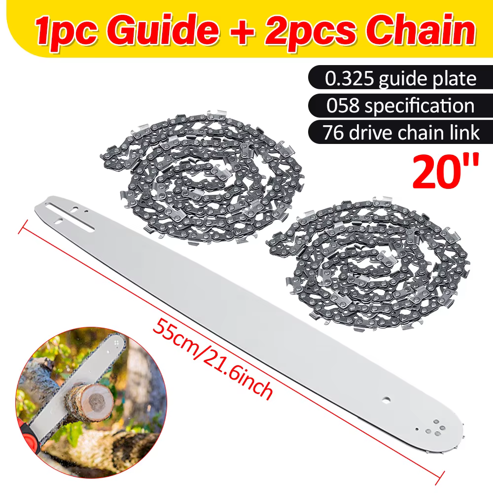 Barre de guidage de tronçonneuse de 20 pouces avec 2 pièces scie JO0.325 "pas 0.058" 76DL pour STIHL