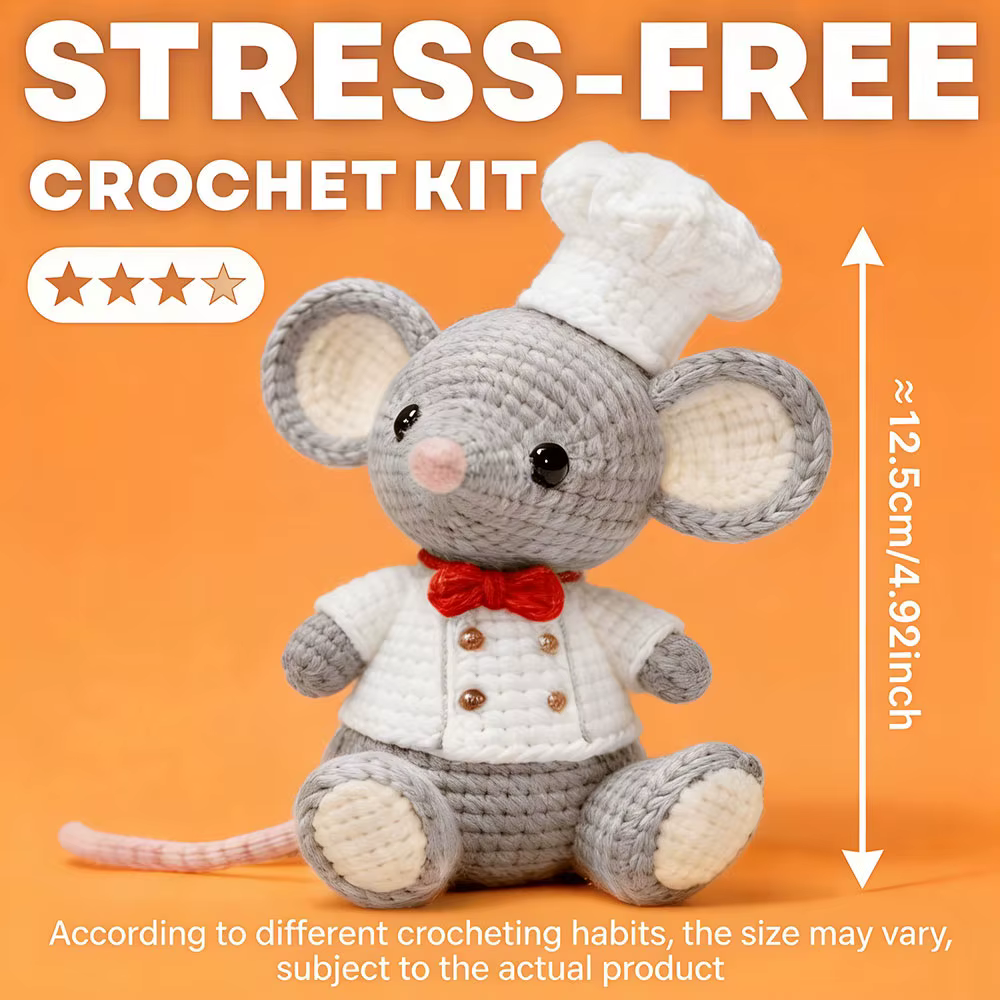 Kit de crochet Chef Mouse pour adultes débutants
