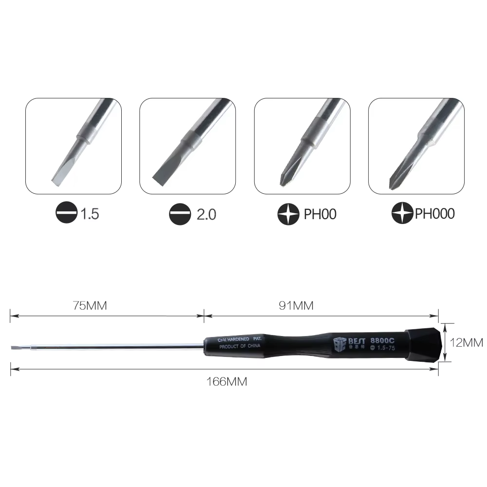Meilleur tournevis magnétique PH00 PH000 1.5 2.0 tête plate fendue pour Macbook Pro ordinateur portable montre lunettes