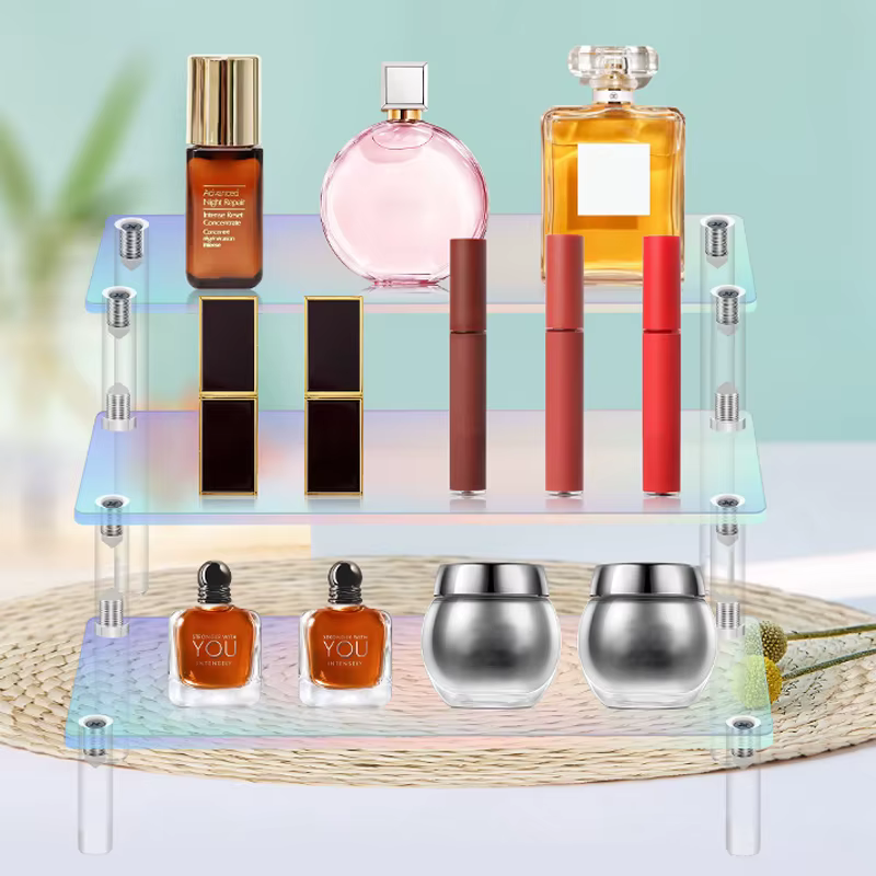 Présentoir en acrylique irisé à 1 à 5 niveaux, étagère sur support pour figurines, objets de collection, Cupcakes, parfums, décoration et organisation de bijoux