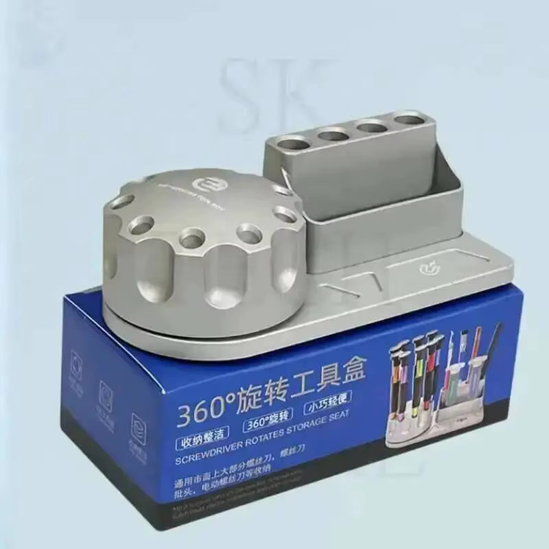 Boîte de rangement pour tournevis 360 ° Support rotatif en alliage d'aluminium