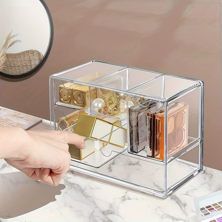 Boîte de rangement transparente à six compartiments