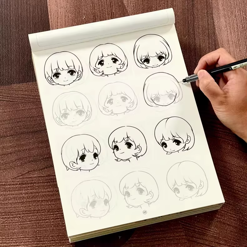 Carnet de traçage manga de 72 pages