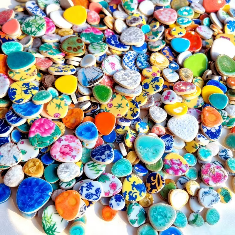 500g de carreaux décoratifs en céramique de couleurs mélangées pour le jardin, bricolage, décoration de pots, artisanat, mosaïque multifonctionnelle, matériel artistique