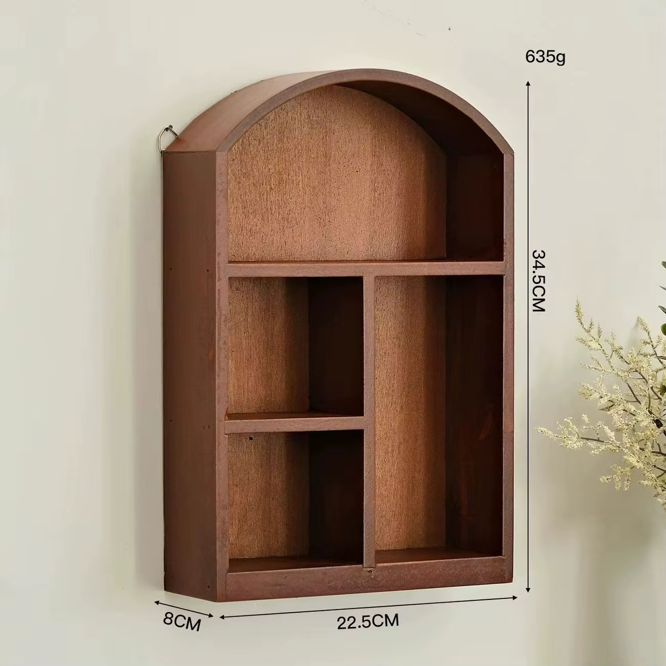 Armoire de rangement murale en bois, support de rangement de bureau rétro, anti-poussière, articles divers, boîte de rangement de cosmétiques, vitrine de jouets de poupée
