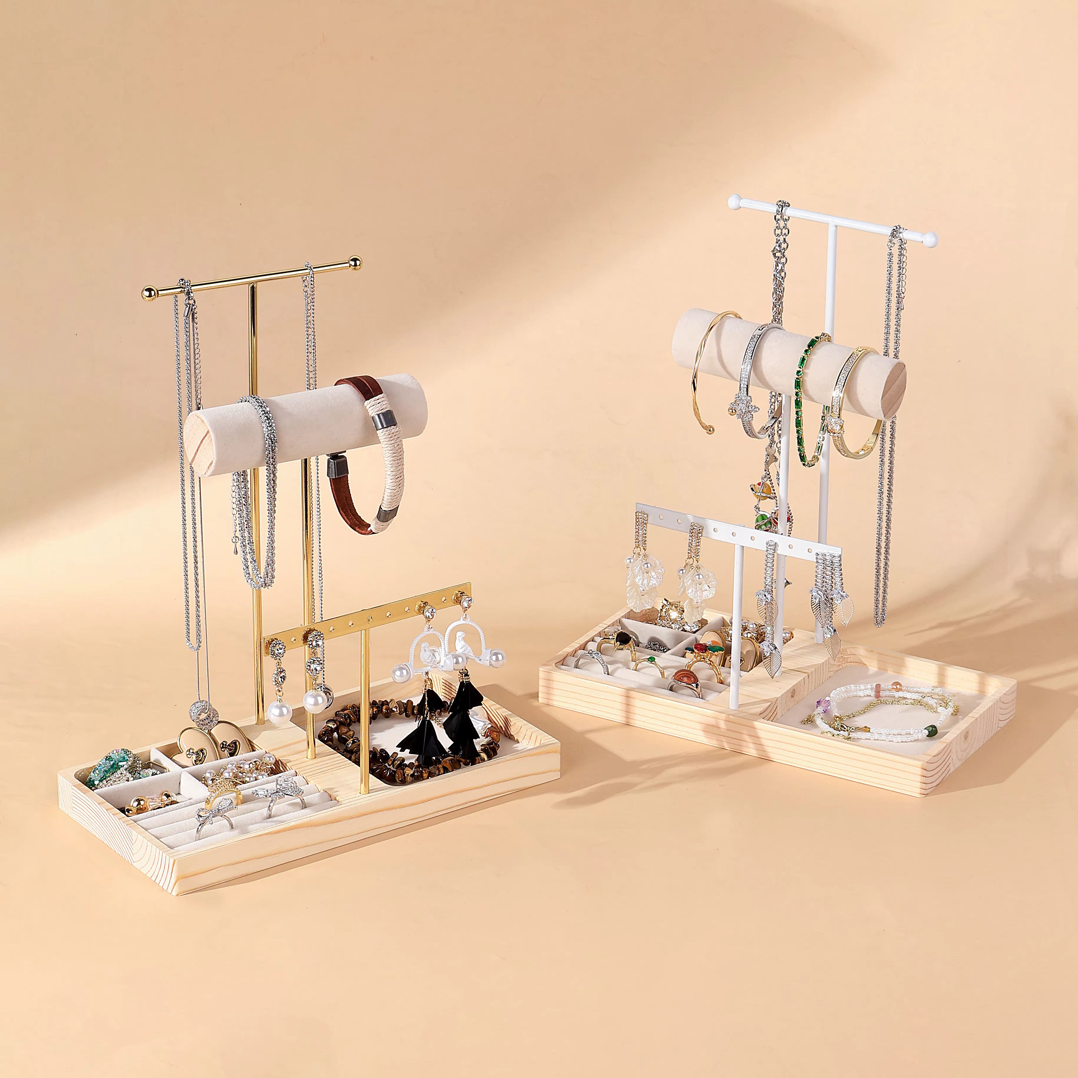 Organisateur de porte-colliers Simple en bois et métal