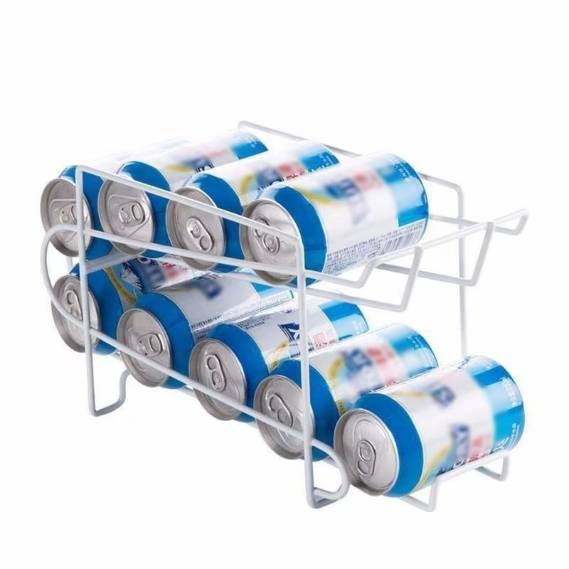 Support de stockage de Cola à Double couche en fer, étagère roulante pour canettes de Soda de cuisine, support de tri et de stockage de bière et de Cola, support de canettes de Soda de bureau