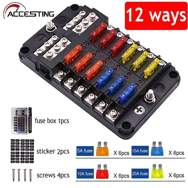 Accueil fusible à lame 6/12 voies 12-24V