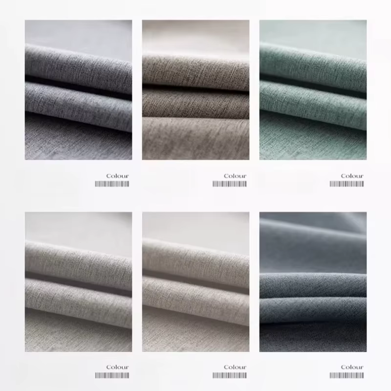 Rideaux occultants thermiques en coton et lin sur mesure pour salon