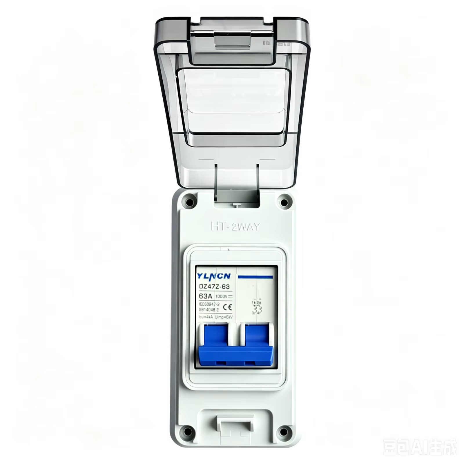 Disjoncteur miniature DC 2P 1000VDC 25A 32A 63A avec boîtier IP65 2 voies pour onduleur de panneau solaire