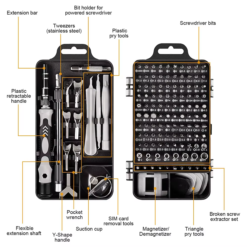 Jeu de tournevis magnétiques Torx Phillips 25/115/135/140 en 1