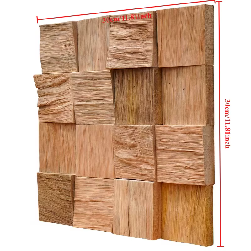 Carreaux de mosaïque en bois massif de bateau récupéré 30x30cm pour le salon mural de télévision, Texture de Grain de bois Antique bricolage naturel