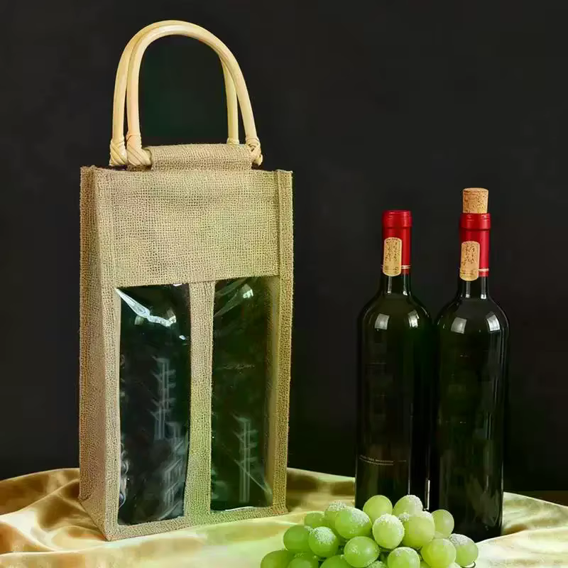 Sac à main pour vin rouge, boîte cadeau pour vin avec fenêtre et poignée, emballage pour bouteille simple/double, sacs pour champagne, cadeaux de mariage pour invités