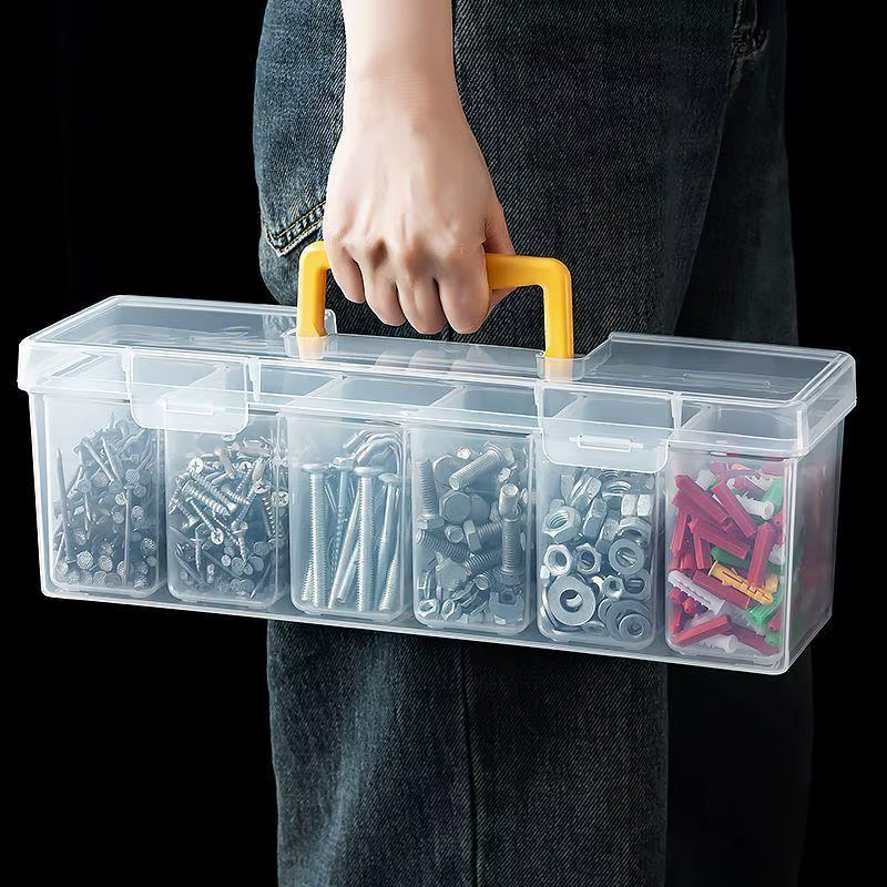 Boîte de rangement d'outils multi-compartiments en plastique avec poignée