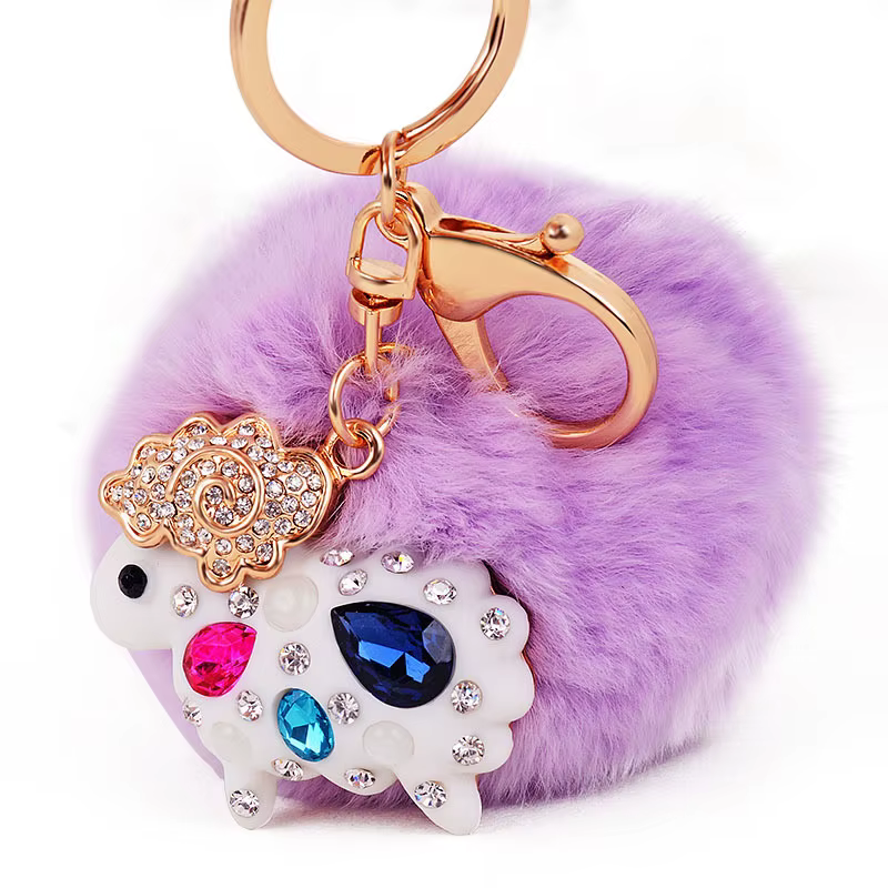 Porte-clés mouton en strass blancs