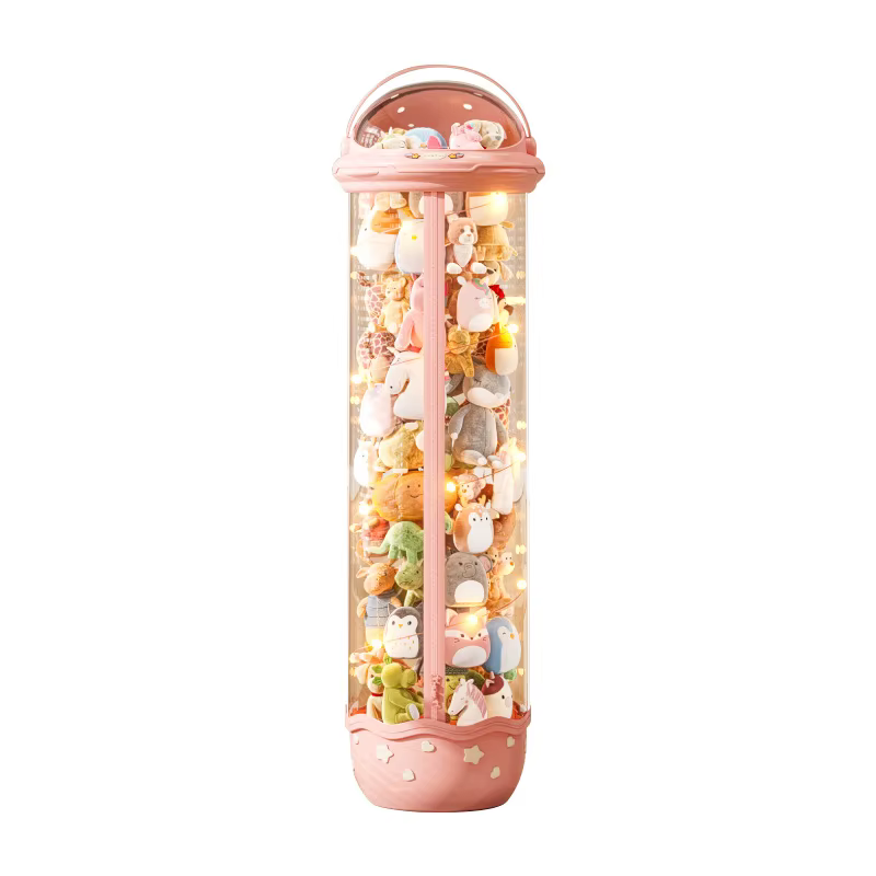 Baril de rangement de jouets pour enfants, boîte de rangement de poupée en plastique Transparent, Tube d'organisation de jouets en peluche