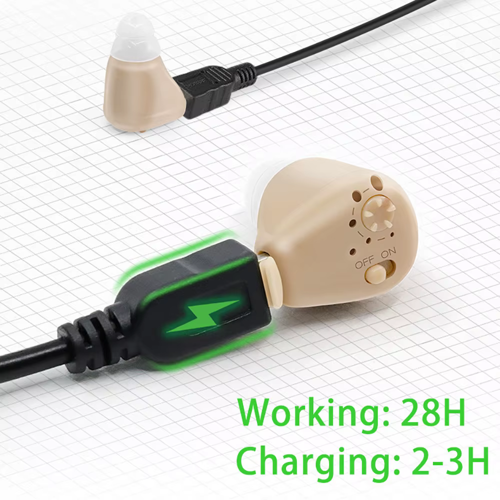 Aide auditive de type HearinCIC avec fonctionnement de batterie facile Écoute personnelle Amplificateur de son d'oreille électronique pour personnes âgées