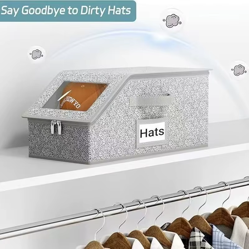 Boîte de rangement pliable pour chapeaux avec fermeture éclair