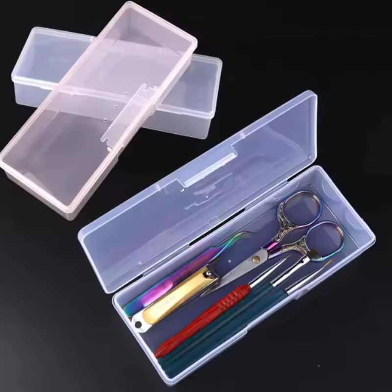Boîte de rangement vide pour nail art, transparente, rectangulaire, en plastique, pour le rangement classifié des strass et perles de manucure