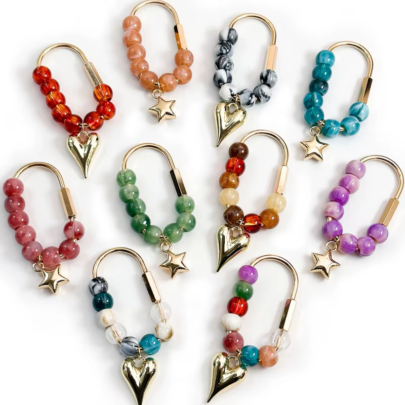 Porte-clés perlé naturel