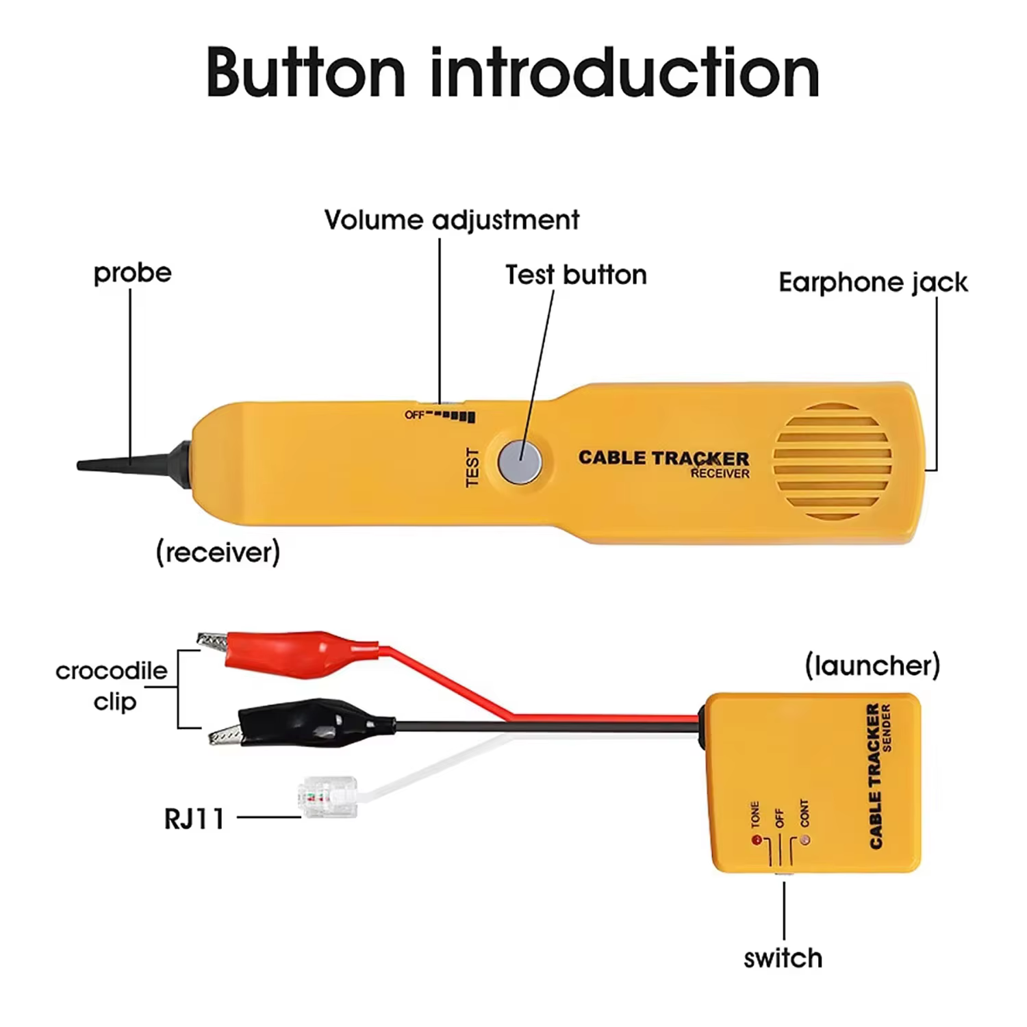 Testeur de Circuit traceur de fil, testeur de continuité de câble réseau, testeur de ligne téléphonique, générateur de tonalité et Kit de sonde, Tracke de câble métallique