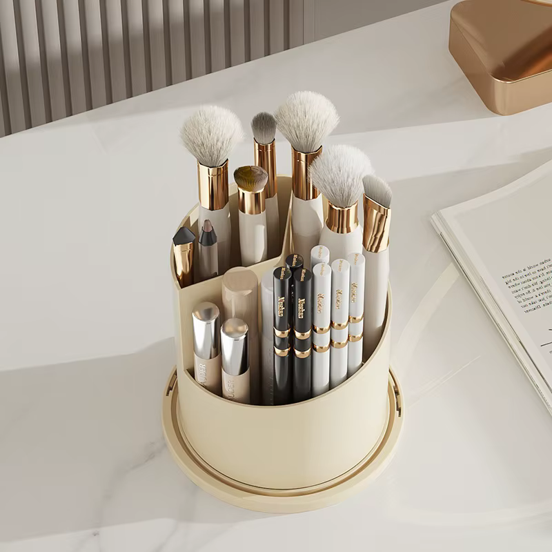 Boîte de rangement rotative pour pinceaux de maquillage pour offrir votre coiffeuse, un nouveau look et un rangement facile