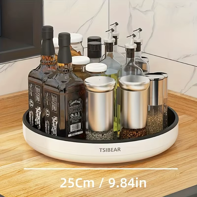 Organisateur de rangement rotatif pour épices, plateau de comptoir de cuisine, plateau rotatif à 360 degrés pour garde-manger, bouteilles, bocaux, produits frais