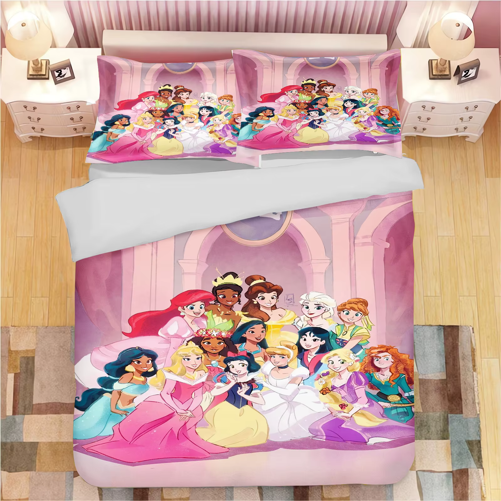 Housse de couette Princesse, taie d'oreiller mignonne, ensemble de literie, décoration de chambre pour adulte et fille, cadeau, taille simple, double, grande taille
